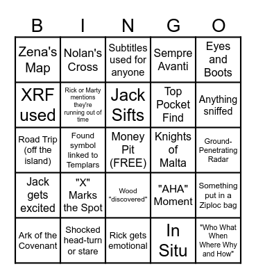 Curse of Oak Island Bingo Card