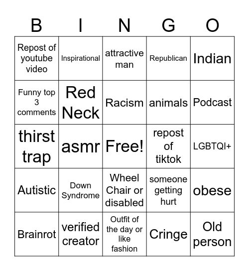 Insta Reels Bingo Card