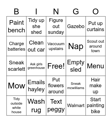 Thurddsay Bingo Card