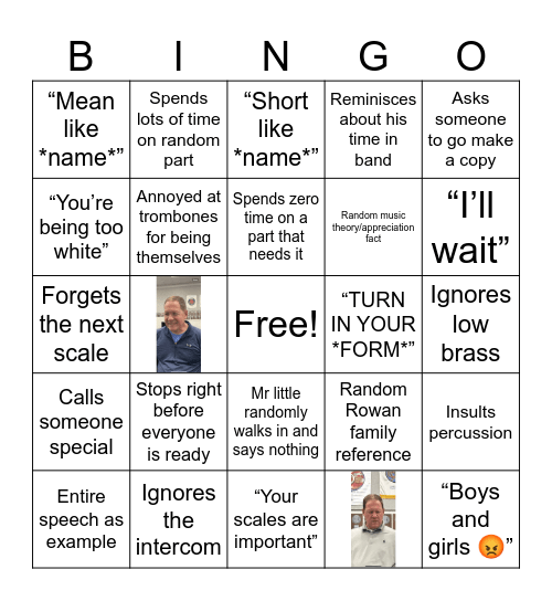 Grad Band Bingo Card
