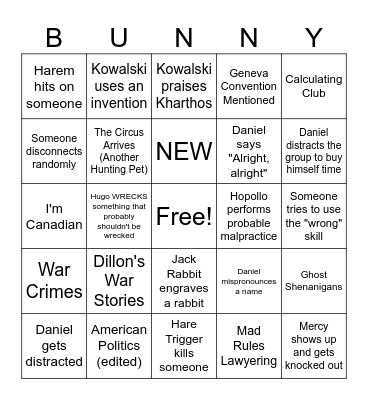 WARREN Bingo Card