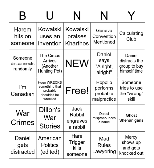 WARREN Bingo Card