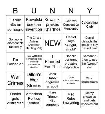 WARREN Bingo Card