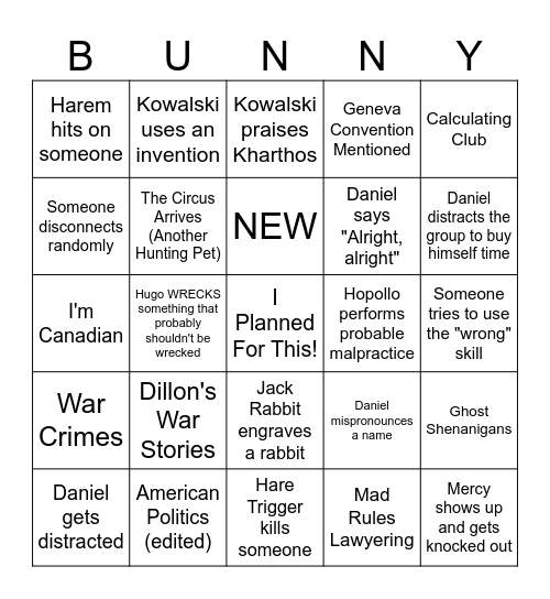 WARREN Bingo Card