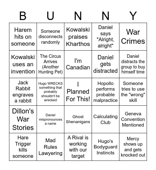 WARREN Bingo Card