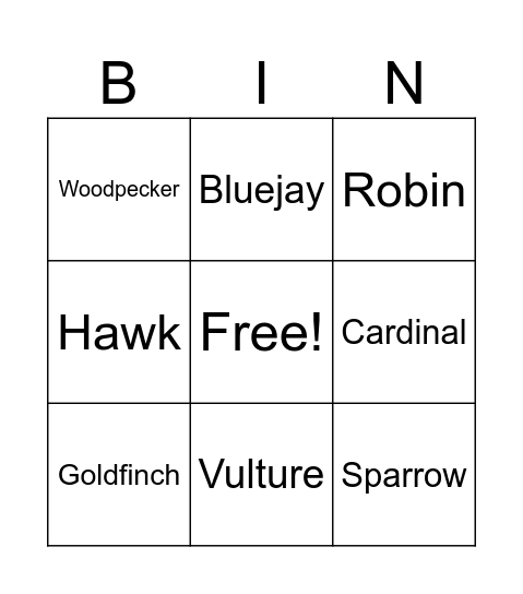 Bird Bingo Card