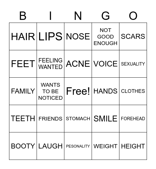 INSECURITIES Bingo Card