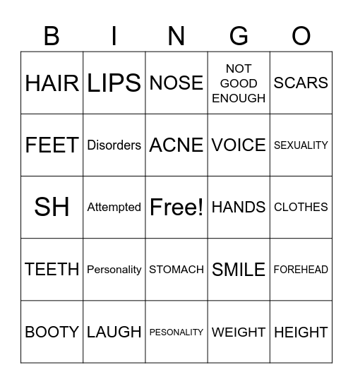 INSECURITIES Bingo Card