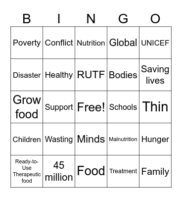UNICEF BINGO Card