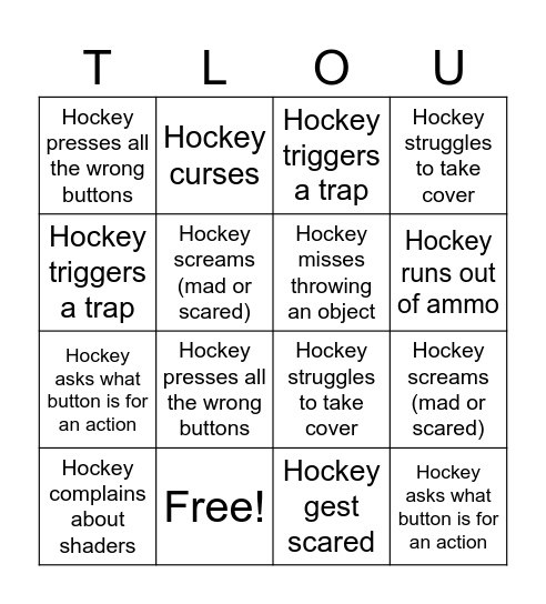 Last of Us Part 1 Bingo Card
