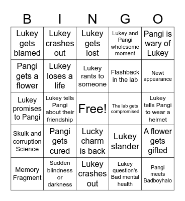 Lukey's April 24th Bingo Card