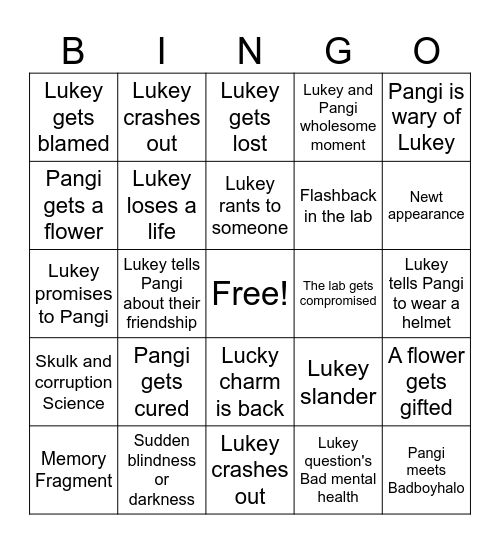 Lukey's April 24th Bingo Card