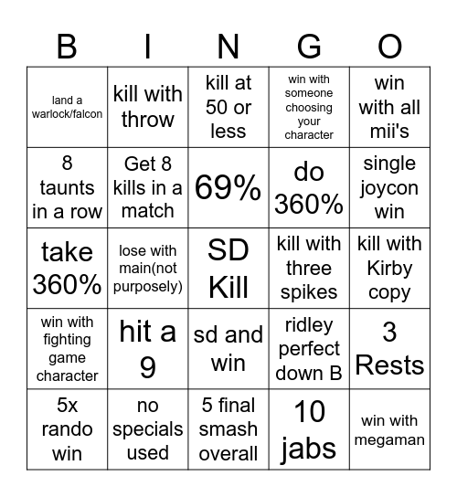 smash Bingo Card
