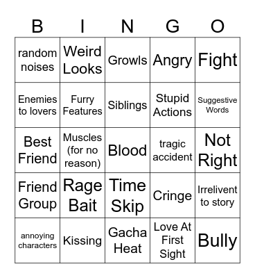 Gacha Life Bingo Card