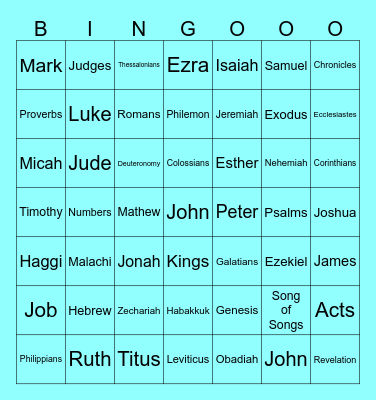 Bible Study Bingo Card