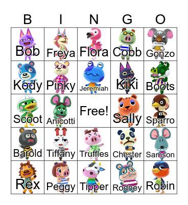 Animal Crossing Bingo Card