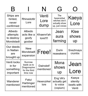Untitled Bingo Card