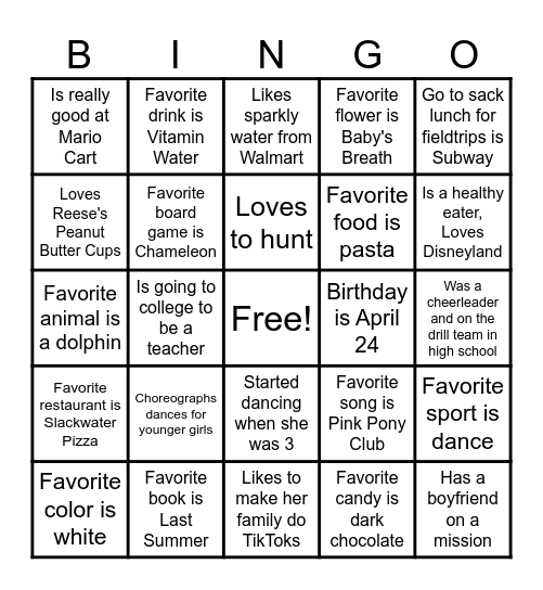 Let's Go Kaycee-O! Bingo Card