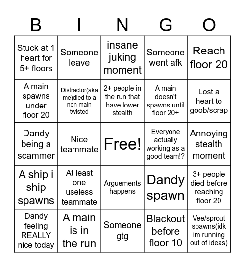 Thing that happens to a distractor in a long run (in public run) Bingo Card