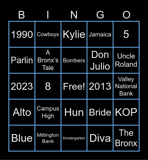 Bridal Shower Bingo Card