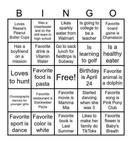 Let's Go Kaycee-O! Bingo Card