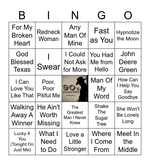 90's Country - Round 2 Bingo Card