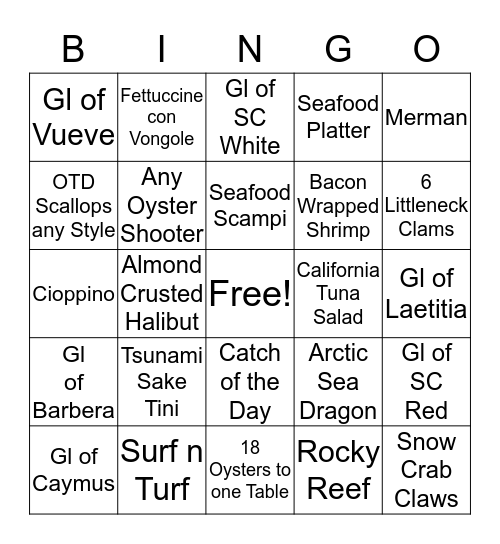 $30/$20/$10 Bingo Card