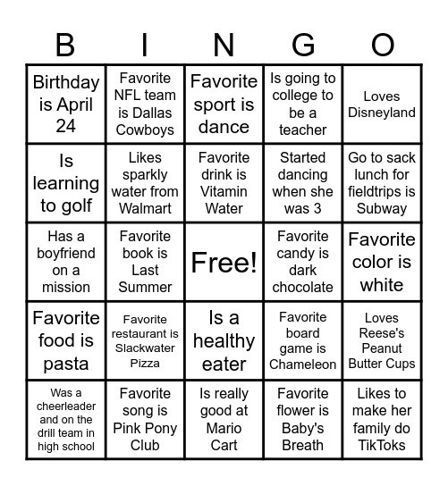 Let's Go Kaycee-O! Bingo Card