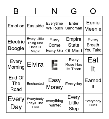 E Bingo Card