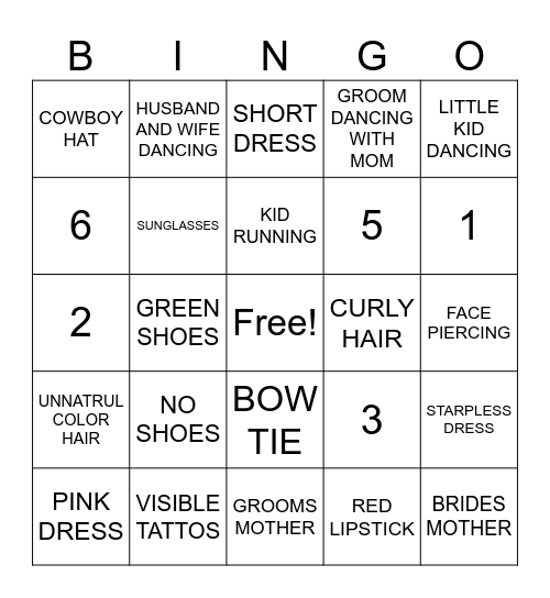 WEDDING BINGO Card