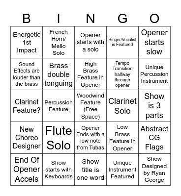 CFGEMB Show Reveal Bingo Card