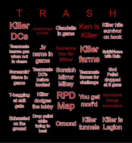 Ultimate DBD Bingo Card