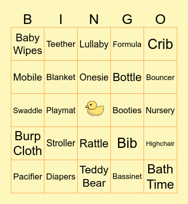 Baby Shower Bingo Card