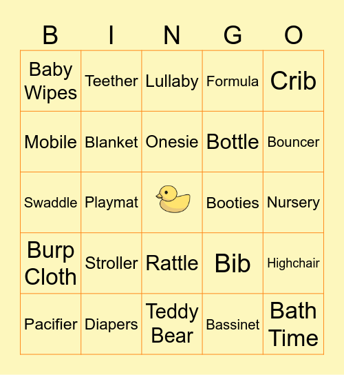 Baby Shower Bingo Card