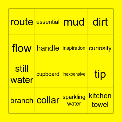 Vocabulary recap Bingo Card