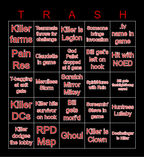 Ultimate DBD Bingo Card