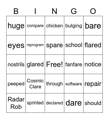I Dare You Bingo Card