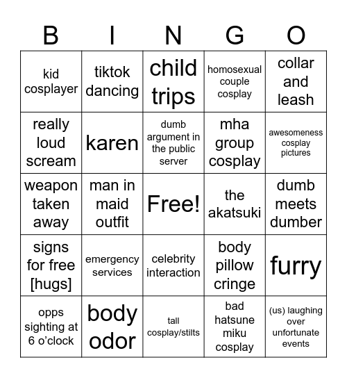 silly bingo bongo Bingo Card