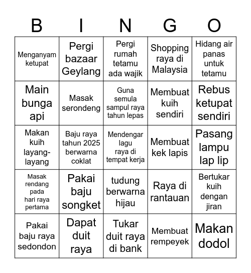 PBIN Raya Bingo Card