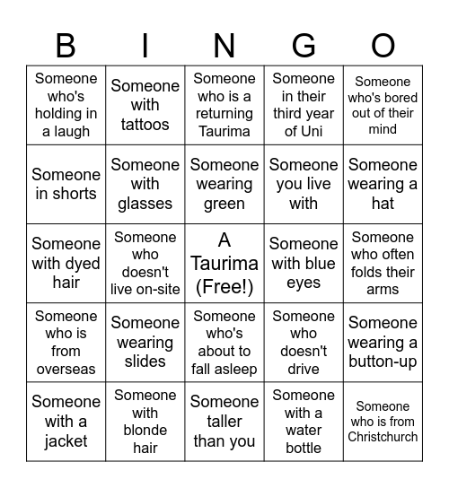 Human Bingo Card