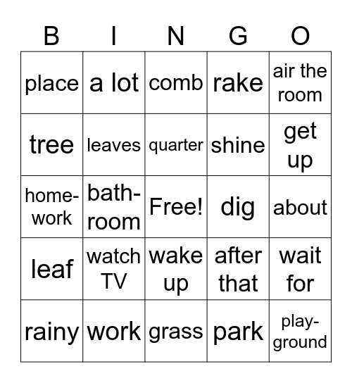 2a Lesson 65-70 Bingo Card