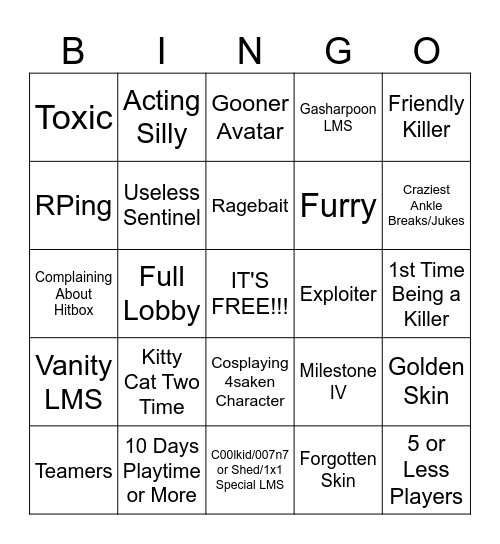 4saken Bingo Card