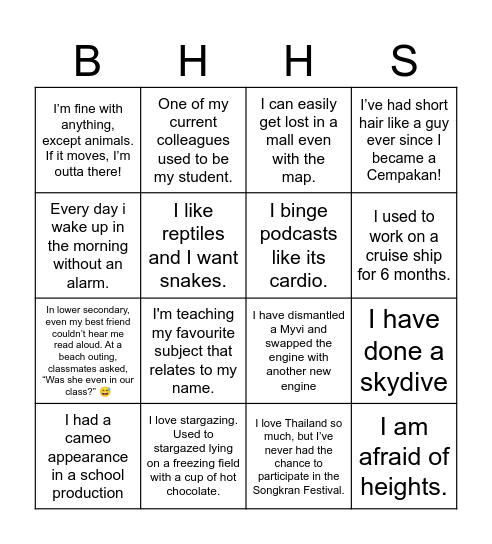 Beruang-go! Bingo Card