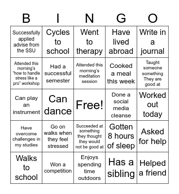 Social Bingo Card