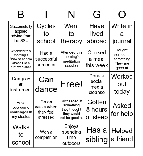 Social Bingo Card