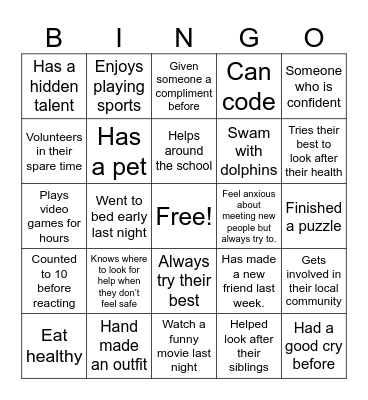 Social Bingo Card