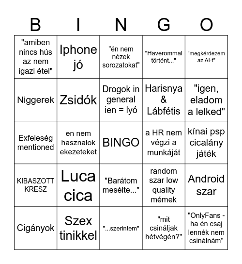 Zoli Bingo Card