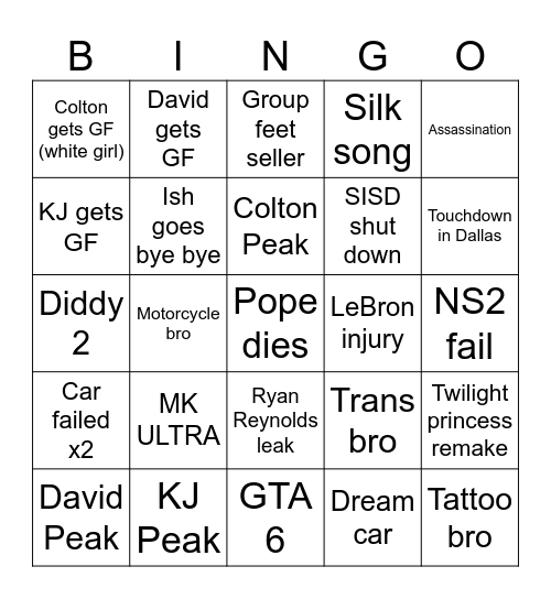 2025 Bingo Card
