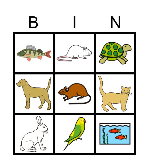 LES ANIMAUX DOMESTIQUES Bingo Card