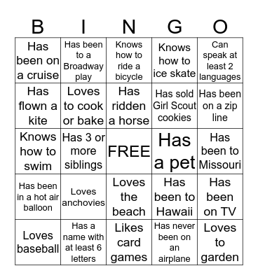 Night Department BINGO Card